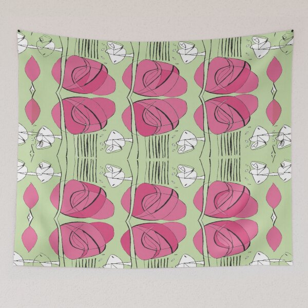 Item preview, Charles Rennie Mackintosh rose, pink, green, white designed and sold by Vivanne-art.