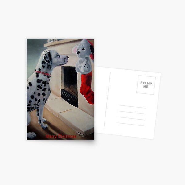 Christmas Is Coming! (Dalmatian Christmas card with greeting on front) Postcard