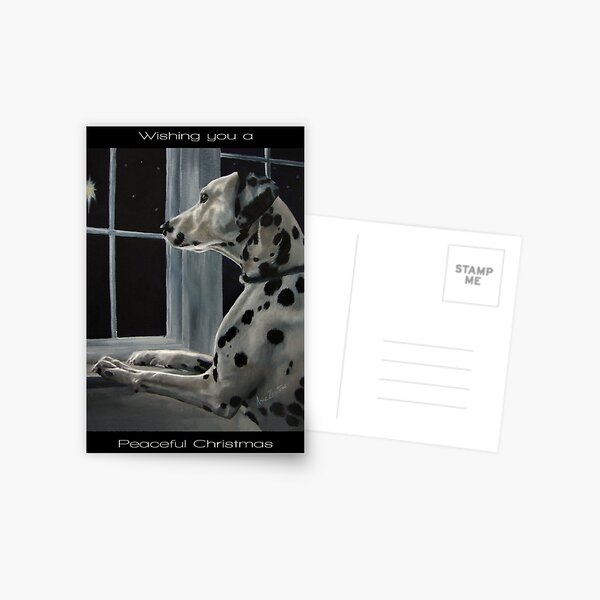 Silent Night (Dalmatian Christmas card with greeting on front) Postcard