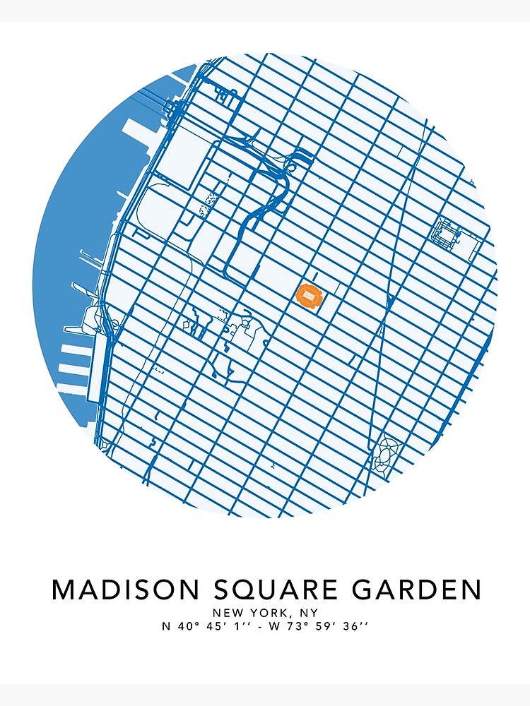 Madison Square Garden Map New York Minimal Poster By Pappmilan94   Flat,750x,075,f Pad,750x1000,f8f8f8 