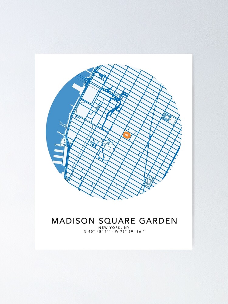 Madison Square Garden Map New York Minimal Poster By Pappmilan94   Fposter,small,wall Texture,product,750x1000 