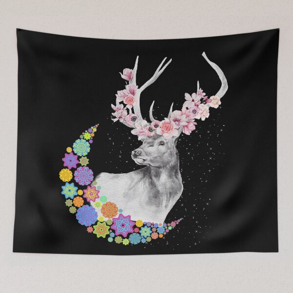 Item preview, WANDERLUST FLOWER CROWN STAG DEER designed and sold by CeraRoss.