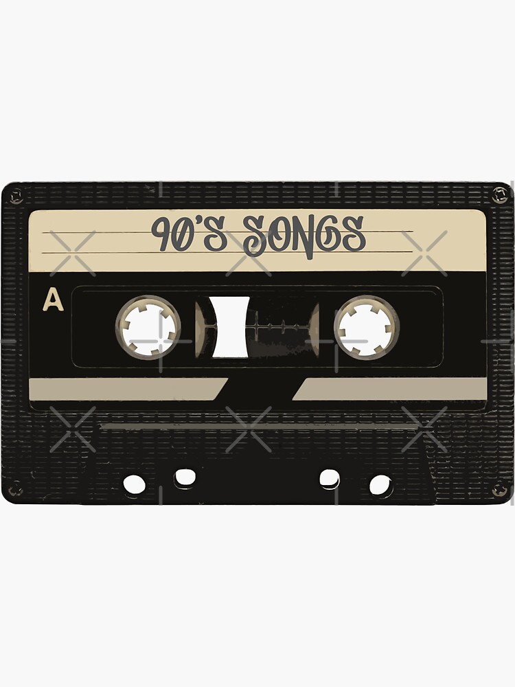 Set of retro 90s stickers tape recorder Royalty Free Vector