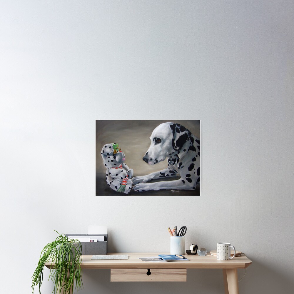 Little Friend With Bells On (Dalmatian and Christmas toy) Poster