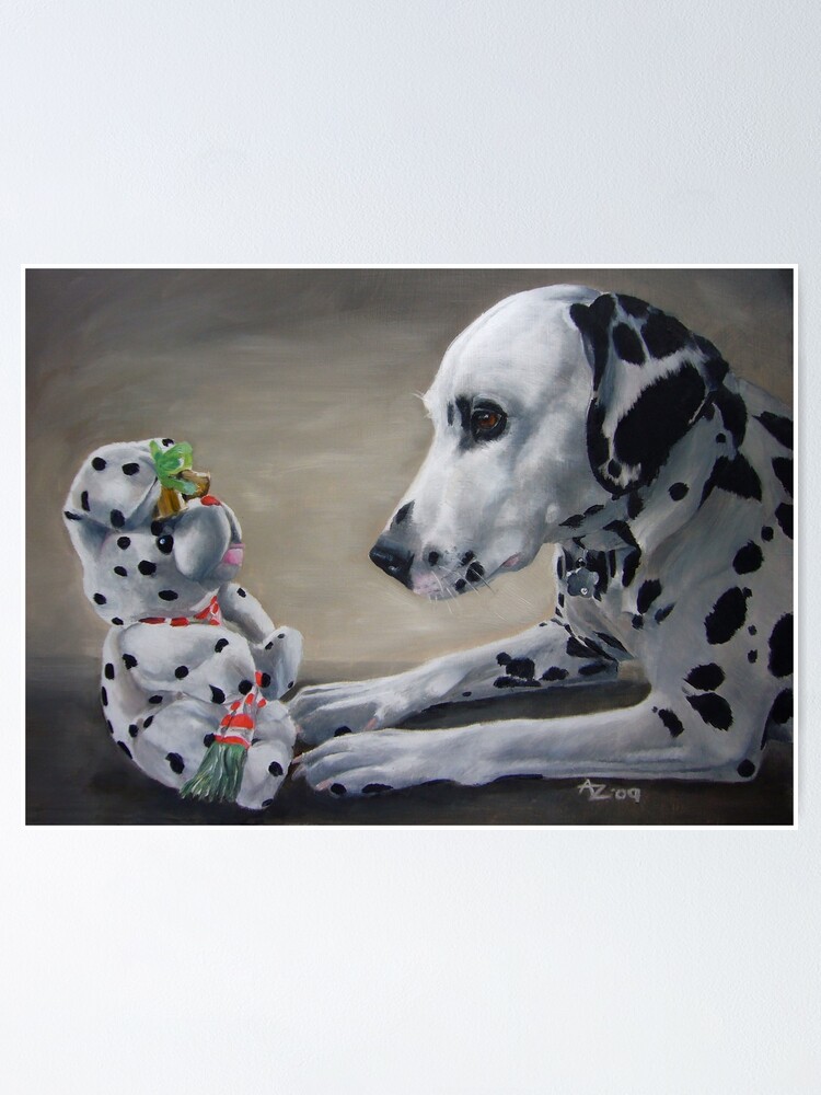 Alternate view of Little Friend With Bells On (Dalmatian and Christmas toy) Poster