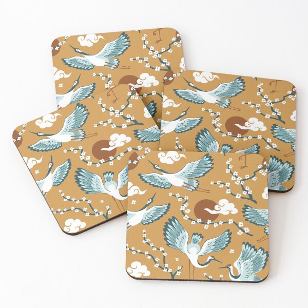 Item preview, Japanese cranes and sakkura pattern designed and sold by Alenka Karabanova.
