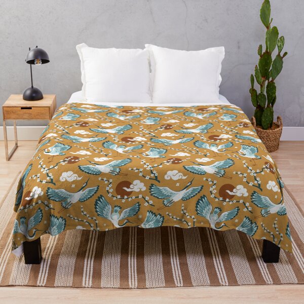 Item preview, Japanese cranes and sakkura pattern designed and sold by Alenka Karabanova.