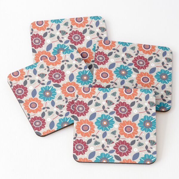 Item preview, big flowers retro orange and blue designed and sold by Diana Large ART.
