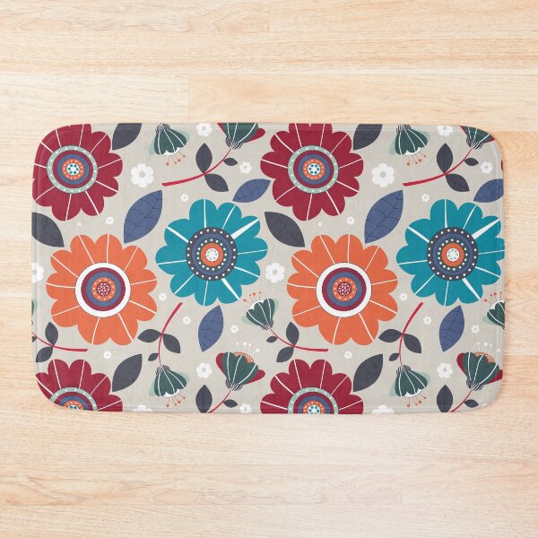 Item preview, big flowers retro orange and blue designed and sold by DianalargeART.