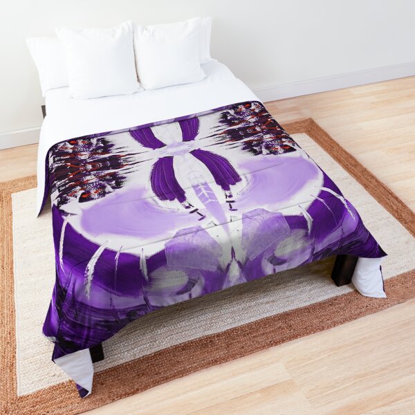 Abstract paint structure purple black Comforter