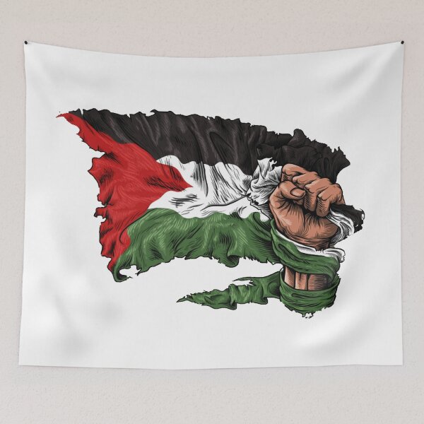 Item preview, Free Palestine fist grabbing old weathered torn Palestinian Flag Middle East Jerusalem  designed and sold by pneuf.