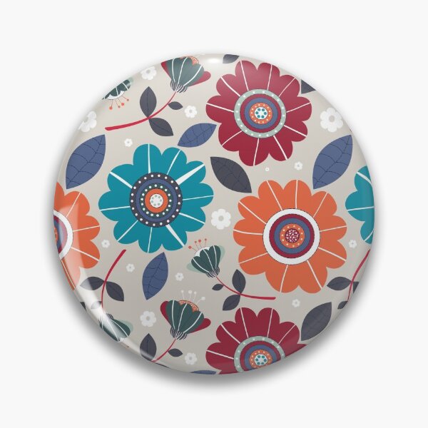 Item preview, big flowers retro orange and blue designed and sold by DianalargeART.