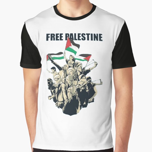 Vista previa del artículo con la obra «Palestina libre, salvar Palestina, la vida de los palestinos importa», diseñado y vendido por Wallggo.