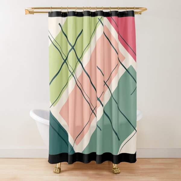 Colorful Geomatric Shapes and Lines Shower Curtain