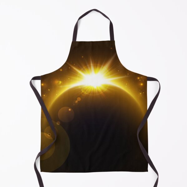 Item preview, Bright Yellow Rising Sun Behind Silhouetted Planet with Golden Stars designed and sold by WearWolfDesigns.