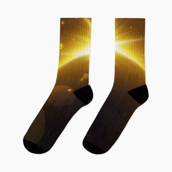 Item preview, Bright Yellow Rising Sun Behind Silhouetted Planet with Golden Stars designed and sold by WearWolfDesigns.