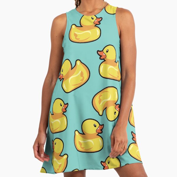 Rubber Duck Green Pattern Duck A-Line Dress