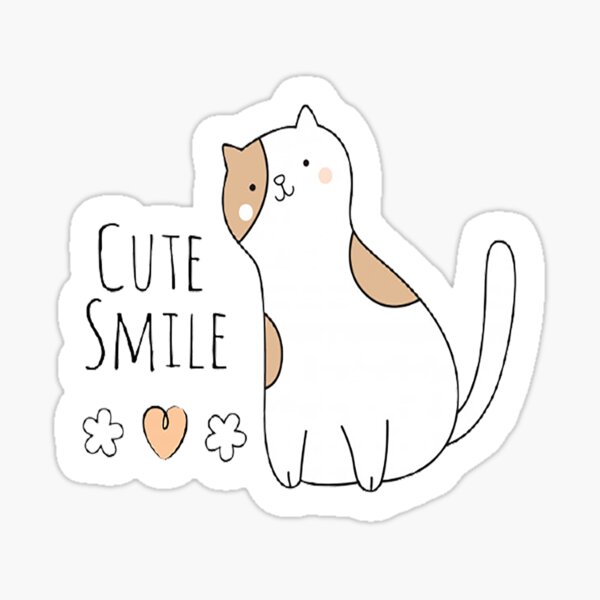 "Cute white Cat Sticker" Sticker for Sale by hoooot Redbubble