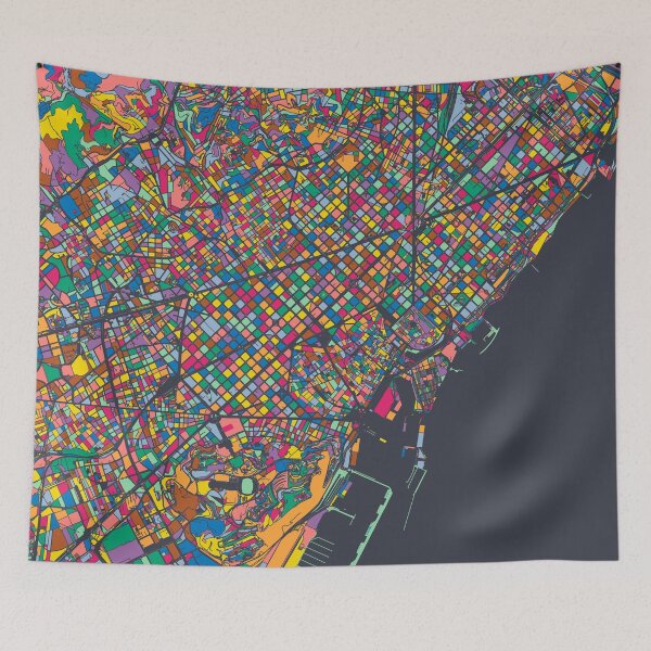 Item preview, Barcelona Map - Mosaic - 2021 Colors designed and sold by HomeCities.