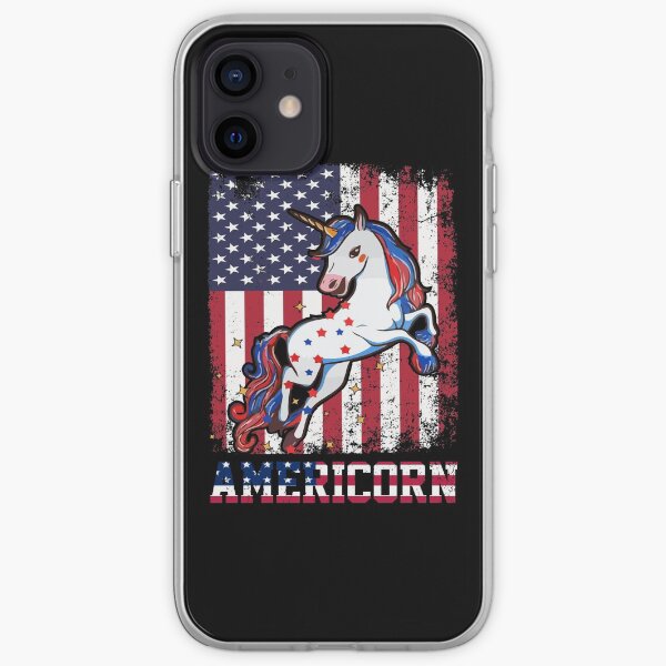Americorn funny patriotic unicorn usa flag iPhone Soft Case