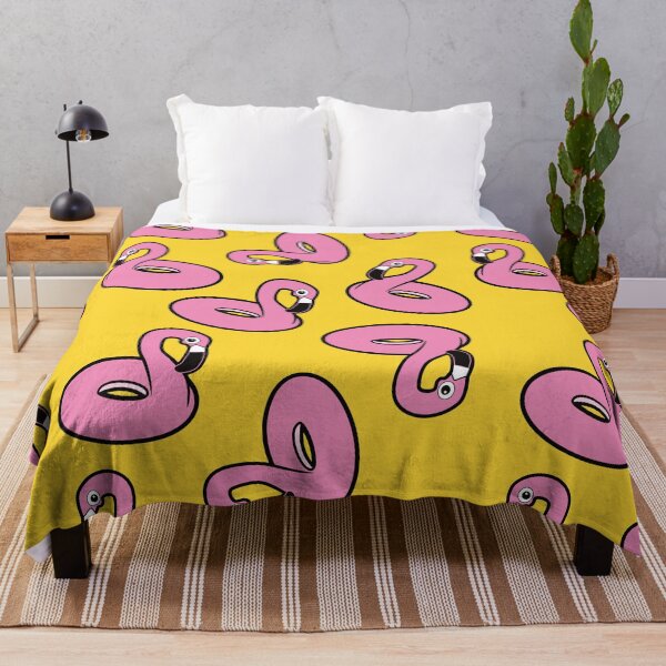 Item preview, Pink Flamingo Pool Float Yellow Pattern designed and sold by keeleypost.