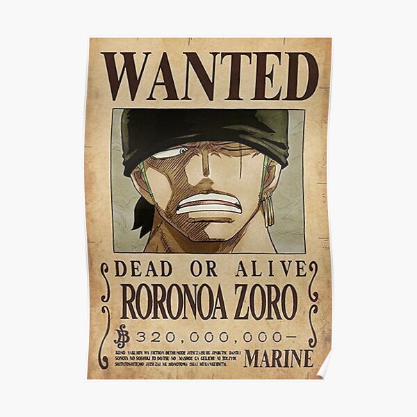 Roronoa Zoro Wanted Posters Redbubble
