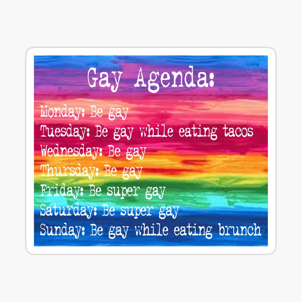 Imán for Sale con la obra «Agenda gay, humor divertido gay LGBTQ, orgullo  gay, memes gay, vida gay, queer» de The Snarky Psychologist | Redbubble