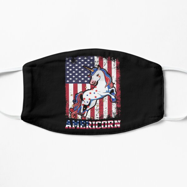 Americorn funny patriotic unicorn usa flag Flat Mask