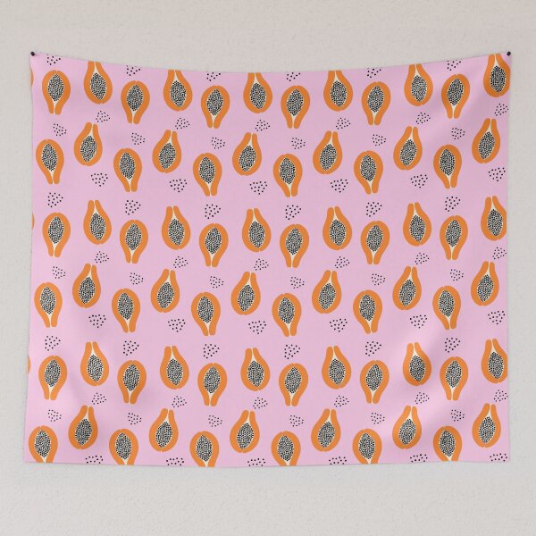 Item preview, Papaya pattern on pink designed and sold by AllPrintsAndArt.