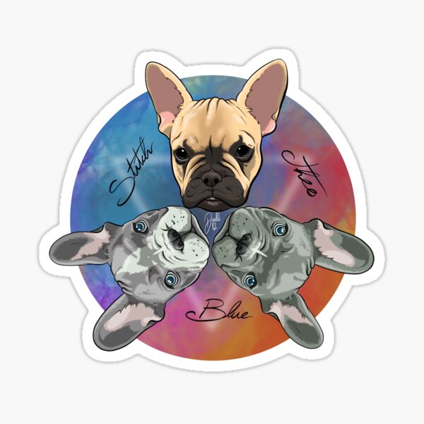 Aperçu de l'œuvre The Frenchy Trio - Théo, Bleu et Stitch créée et vendue par doodleeightytwo.