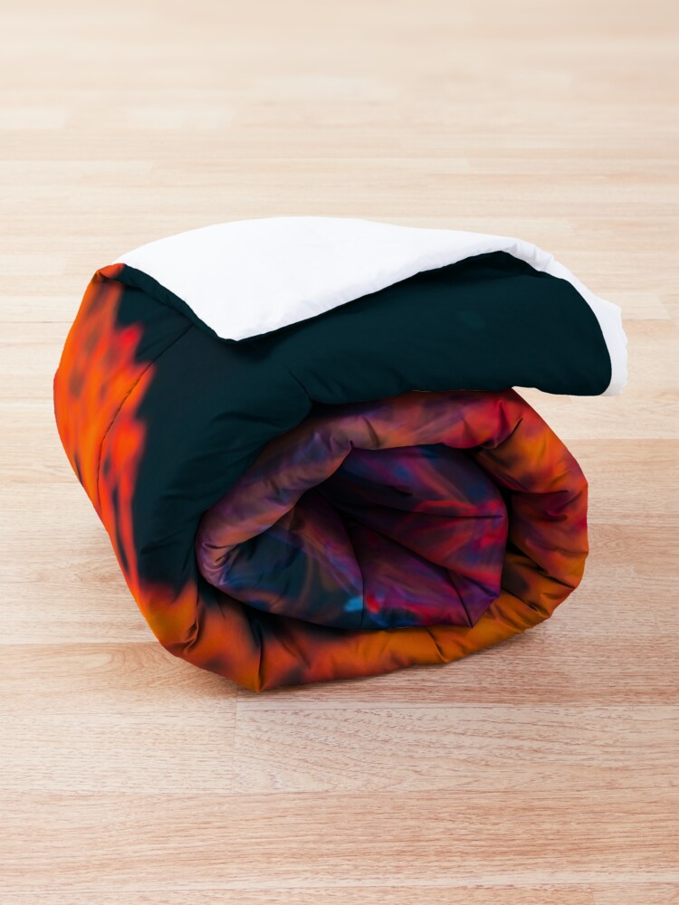 Alternate view of Beautiful Blue and Orange Smoke Abstract Comforter