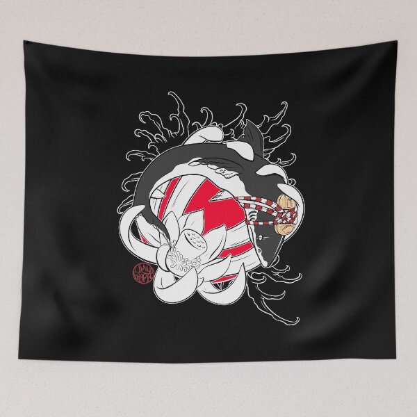 Item preview, Japanese shark and lotus designed and sold by Ukiyograph.