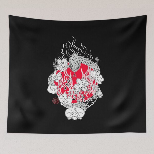 Item preview, Japanese snake and orchids designed and sold by Ukiyograph.