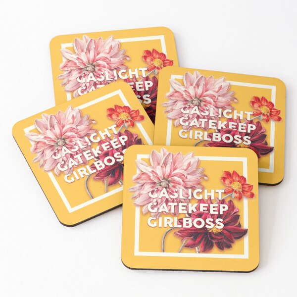 Item preview, Gaslight Gatekeep Girlboss 2 - Funny Live Love Laugh poke fun parody Ugly Holiday Sweaters | Gas light Gate keep Girl boss | Wine Mom meme Pet Mat Bandana  designed and sold by Any Color Designs.
