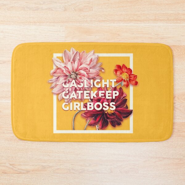 Item preview, Gaslight Gatekeep Girlboss 2 - Funny Live Love Laugh poke fun parody Ugly Holiday Sweaters | Gas light Gate keep Girl boss | Wine Mom meme Pet Mat Bandana  designed and sold by Any Color Designs.