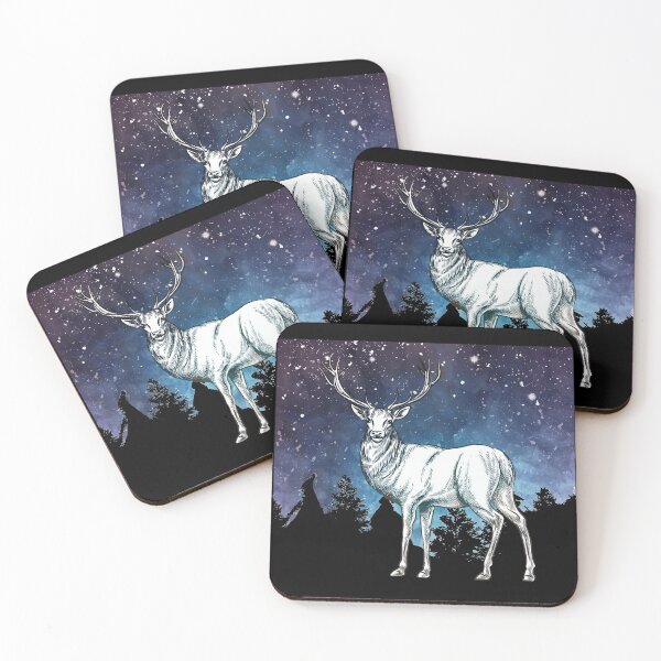 Item preview, Deer animal forest trees night winter snow designed and sold by BullDesignsShop.
