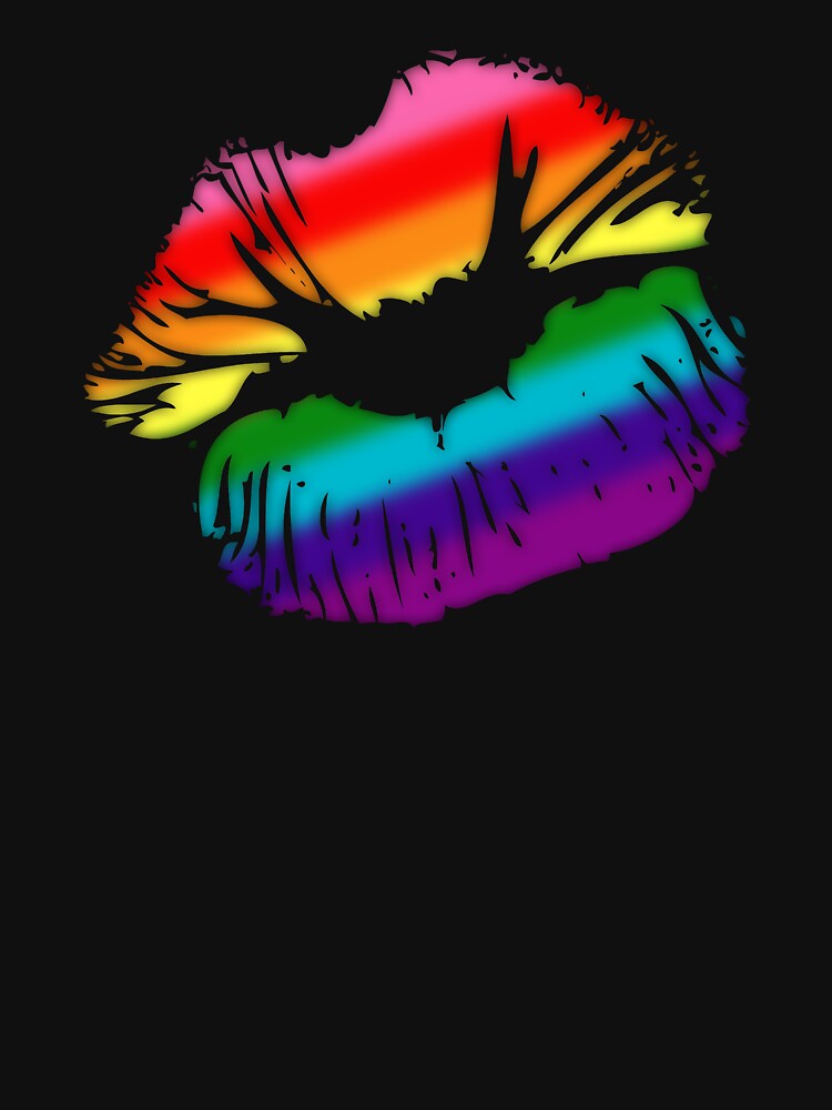 Original Gilbert Baker LGBTQ Love Rainbow Pride Kissing Lips by valador
