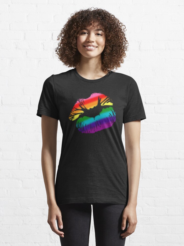 Alternate view of Original Gilbert Baker LGBTQ Love Rainbow Pride Kissing Lips Essential T-Shirt