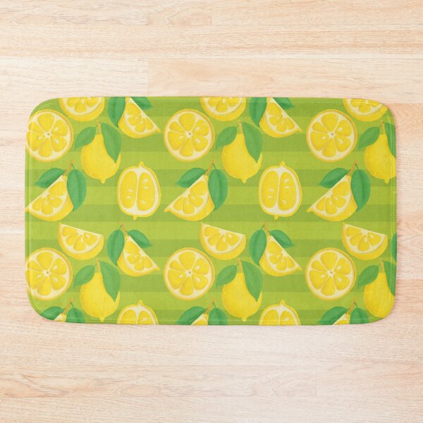Item preview, Pattern with lemons on green striped background designed and sold by marina63.
