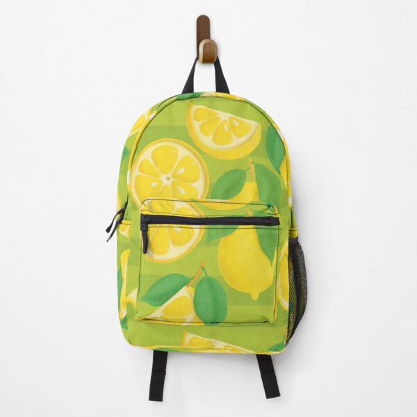 Item preview, Pattern with lemons on green striped background designed and sold by marina63.