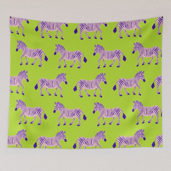 Item preview, Zebra Parade - Pink and Purple on Lime Green designed and sold by fancyashell.