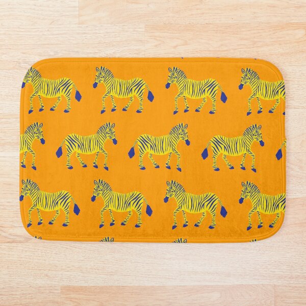 Item preview, Desfile de cebras: azul marino y amarillo sobre naranja designed and sold by fancyashell.