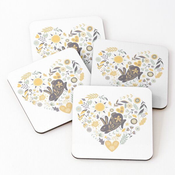 Item preview, Happy Bunny Heart, Floral Folk Art designed and sold by zanybay.