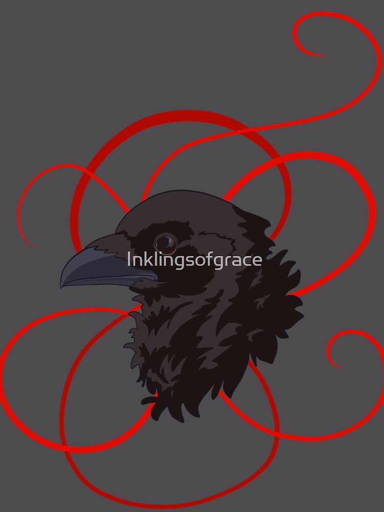 Thumbnail 6 von 6, Premium Oversized Hoodie, Schwarzer Rabe mit Red Ribbon Custom Design designt und verkauft von Inklingsofgrace.