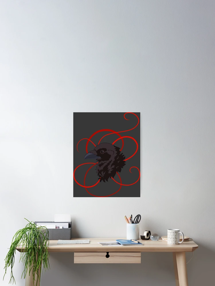 Thumbnail 2 of 3, Poster, Black Raven with Red Ribbon Custom Design designed and sold by Inklingsofgrace.