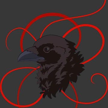Artwork thumbnail, Black Raven with Red Ribbon Custom Design by Inklingsofgrace
