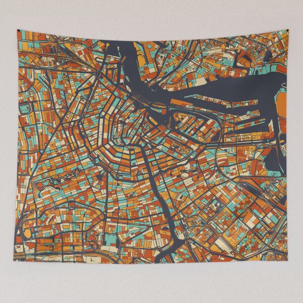 Item preview, Amsterdam Map - Mosaic - Retro Colors designed and sold by HomeCities.