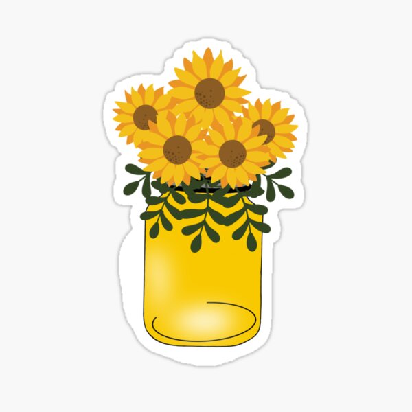 "Sunflower Mason Jar Sticker" Sticker for Sale by kittycrafts Redbubble