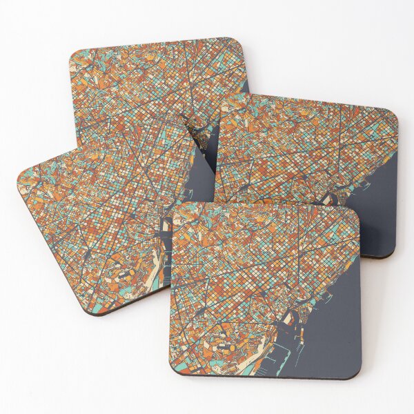 Item preview, Barcelona Map - Mosaic - Retro Colors designed and sold by HomeCities.