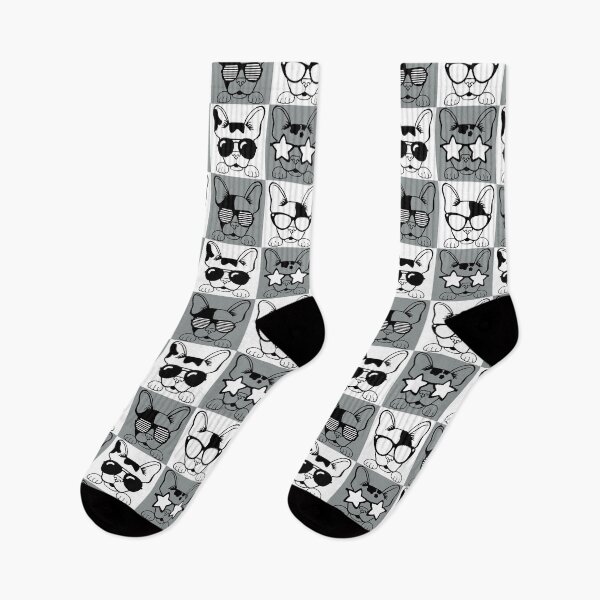 Item preview, Frenchies with Glasses Black and White designed and sold by LotusArtStudio.
